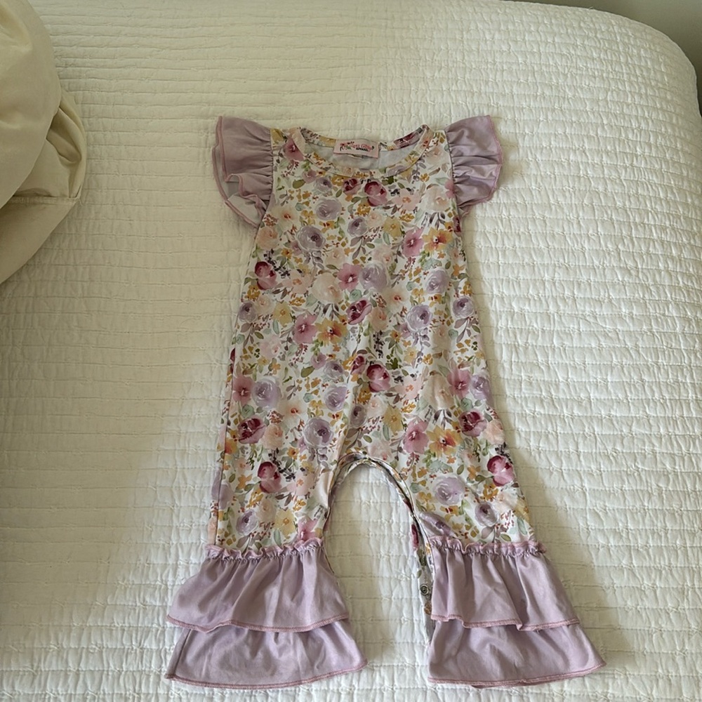 Clover cottage girls 12-18 month bell bottom onesie romper